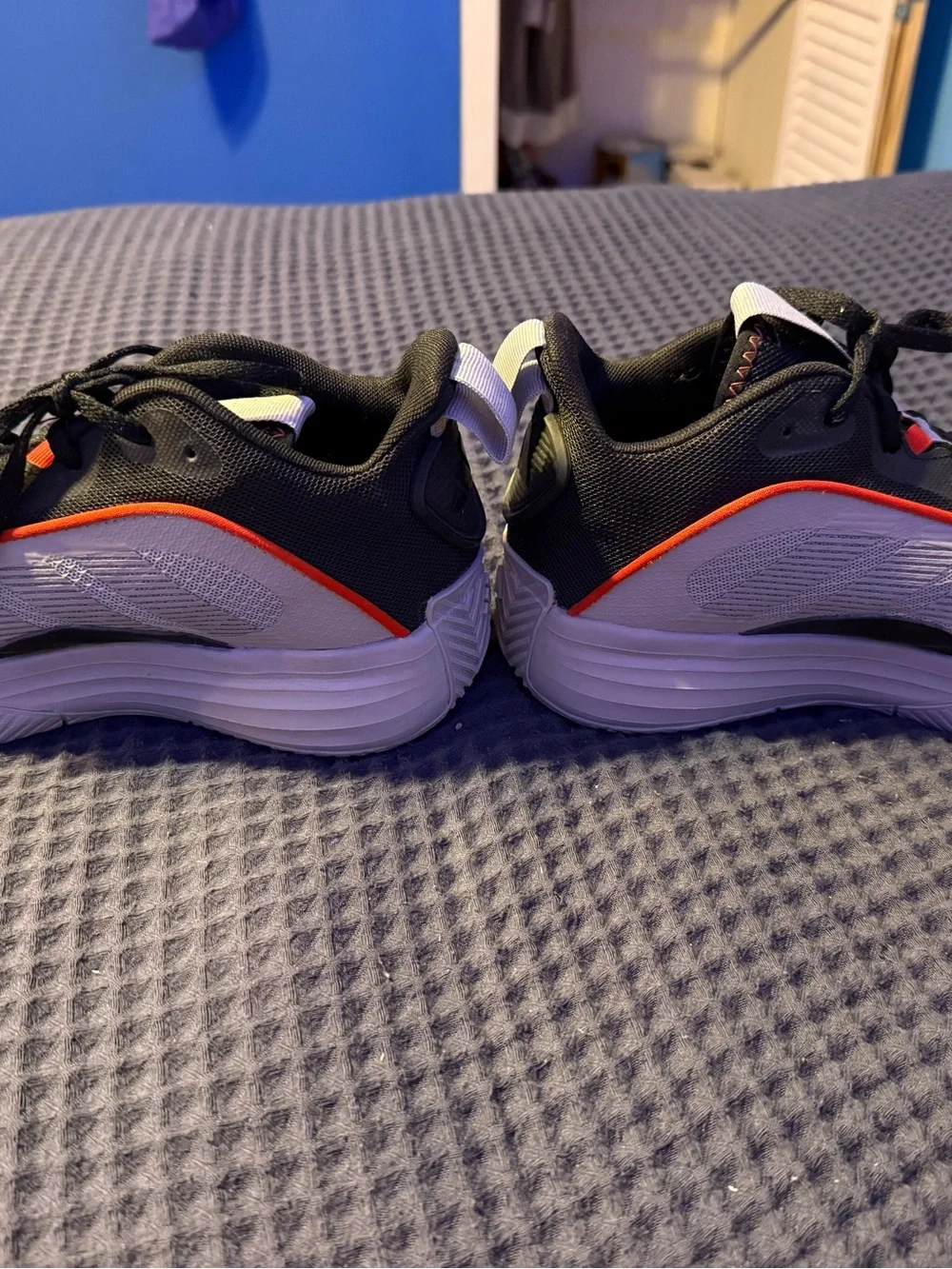 Boys White and Black basketball Sneakers with Red Trim